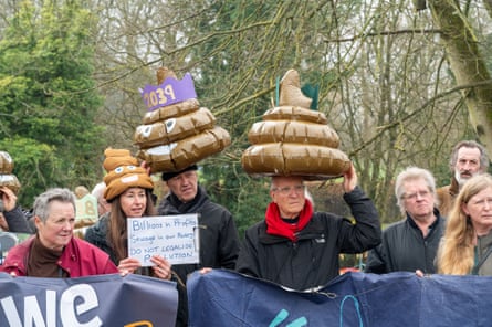 People gather by the Rye River in High Wycombe, Buckinghamshire, in March to protest against Thames Water and 14 years of sewage.