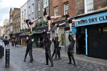 Unity Allstars Black Cheerleaders photographed on the streets of Soho, central London