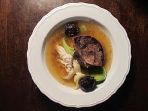 Jane Grigson’s cock-a-leekie soup