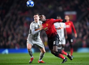 Manchester United's Paul Pogga fought with Michael Abysscher of Young Boys.
