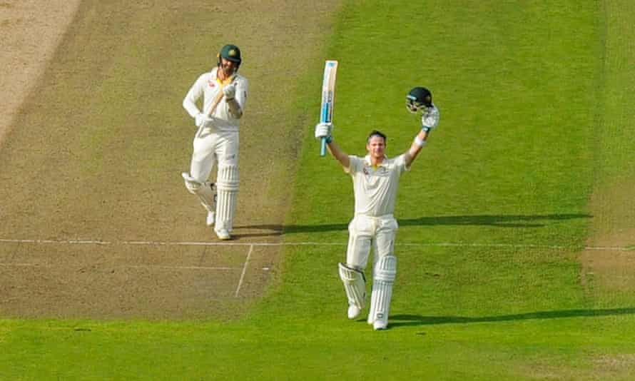 Steve Smith celebrating his century on the first day of the Ashes