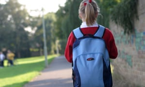 Girl on her way home from school