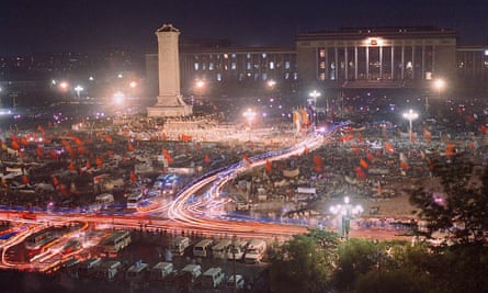 View of Tiananmen Square during the student protest of 1989. ‘It was taken by a friend of mine in May 1989 from the roof of Beijing’s Museum of Chinese History’