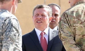 King Abdullah at a joint military training centre in Zarqa, north-east Jordan