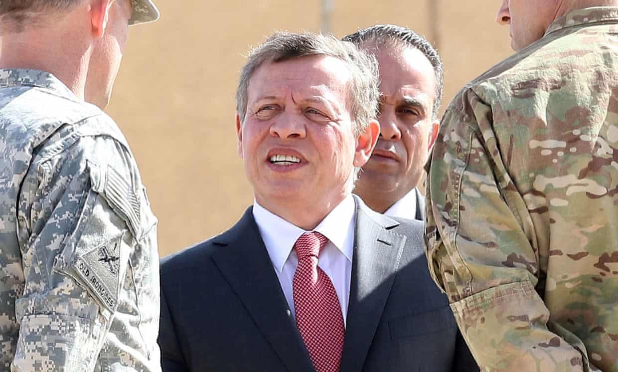 King Abdullah at a joint military training centre in Zarqa, north-east Jordan