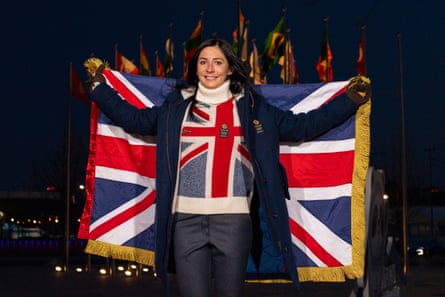 Eve Muirhead models the Team GB uniform for the opening ceremony