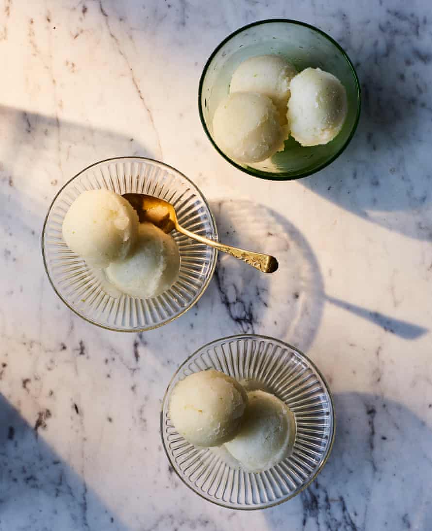 Lime sorbet and makrut lime leaf by Nik Sharma.