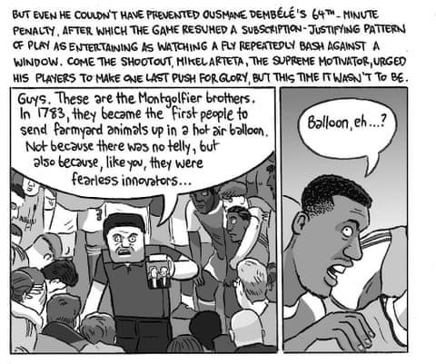 David Squires on … Arsenal staying positive after penalty pain against PSG, panel 4