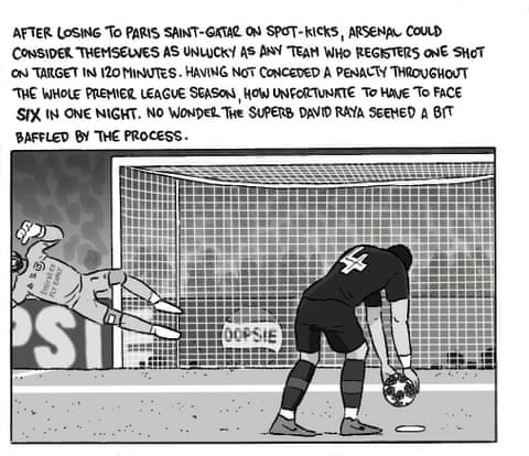 David Squires on … Arsenal staying positive after penalty pain against PSG, panel 2