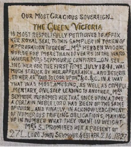 Mary Frances Heaton’s embroidered letter to Queen Victoria about Mary Hebden.