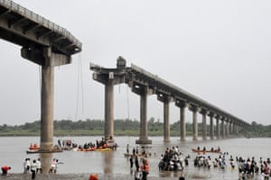 A high bridge with a section missing
