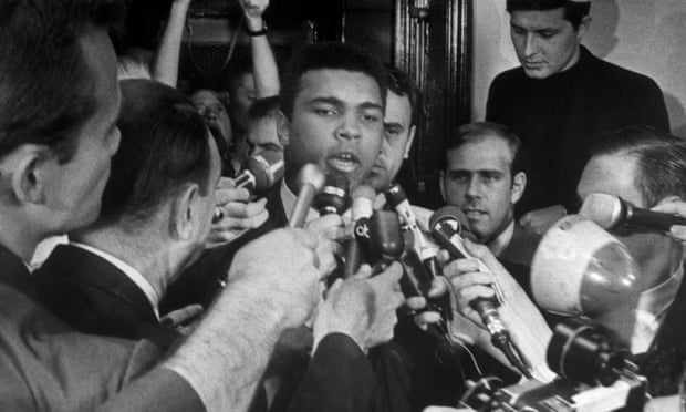 Muhammad Ali at a press conference about Vietnam in 1967.