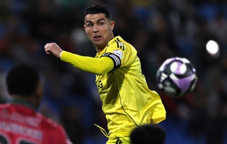 Al Nassr's Cristiano Ronaldo in action against Al Khalood