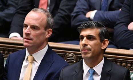 Rish Sunak pictured with his deputy and justice secretary, Dominic Raab, left, during prime minister’s questions last month.