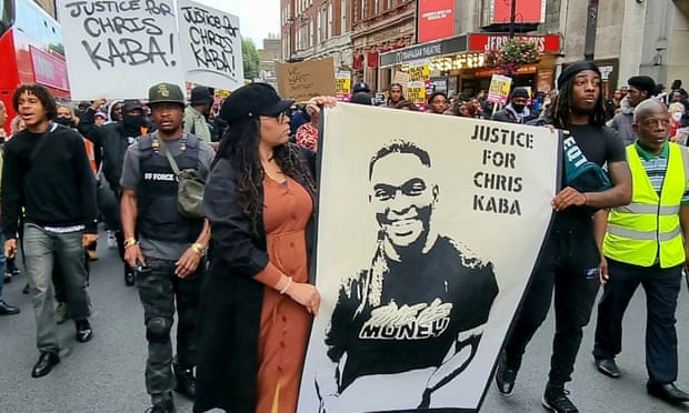 A protest in London on 10 September over the death of Chris Kaba. 