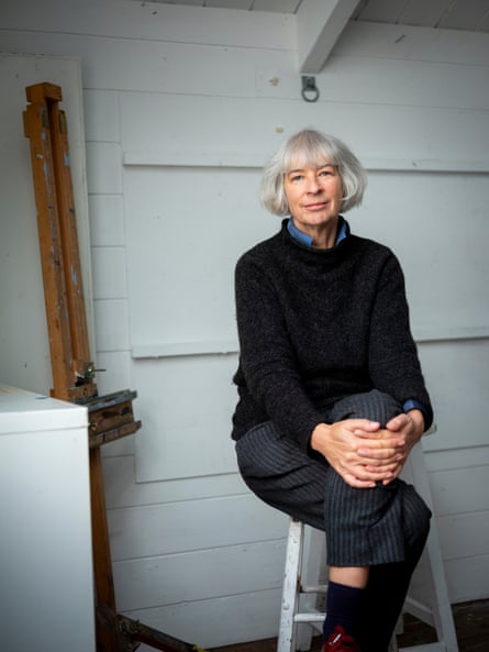 Artist Camilla Dixon in her studio in St Ives, Cornwall, UK
