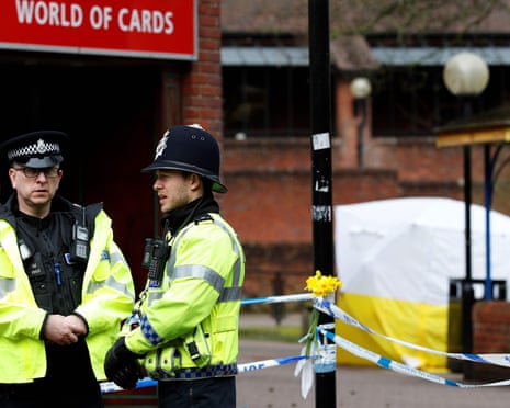 Police in Salisbury after the Skripal poisonings