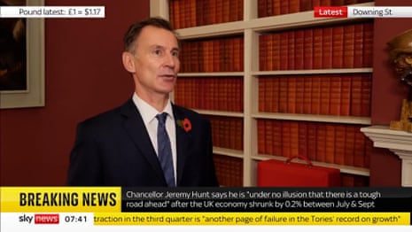 Jeremy Hunt says it is 'disappointing but not unexpected' that UK could fall into recession – video