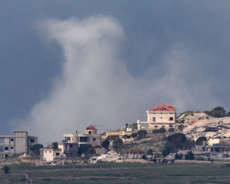 Smoke rises after an explosion in southern Lebanon on Monday