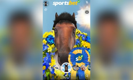 The composite shows a Sportbet filter screenshot from a social media app.