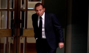 Tony Abbott leaves the chamber during question time
