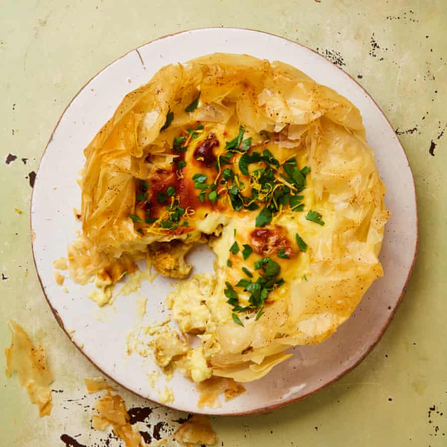 Yotam Ottolenghi’s curried cauliflower cheese filo pie.