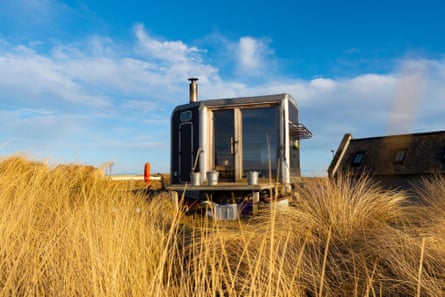 The exterior of an outdoor sauna