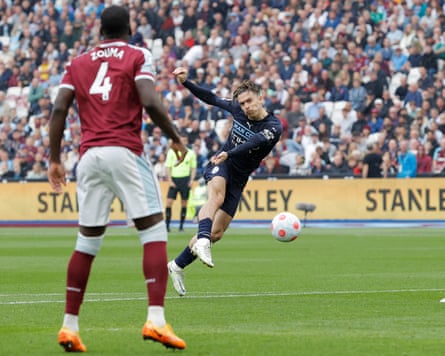 Jack Grealish scores against West Ham in 2022