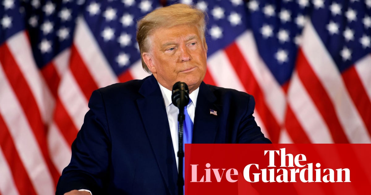 Trump falsely declares victory despite no clear result while Biden wins Arizona – US election live © The Guardian Trump falsely declares victory despite no clear result while Biden wins Arizona – US election live