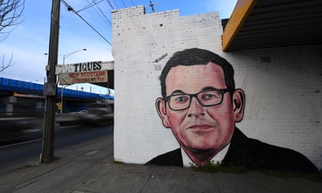 A mural painting of Victorian Premier Daniel Andrews in Melbourne, Australia, 12 August 2020.