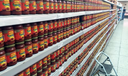 The shelves are full, but with only the same few products.