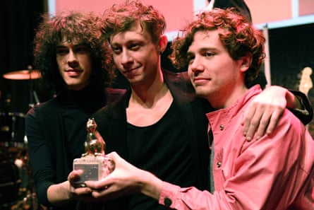 Actor Shico Menegat with Matzembacher and Reolon with the best picture prize at the Teddy awards in Berlin for Hard Paint in 2018.
