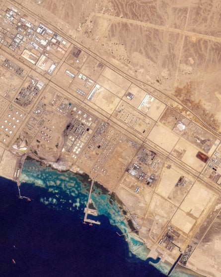 A satellite image taken in early March from above Saudi Arabia’s western Red Sea port of Yanbu.