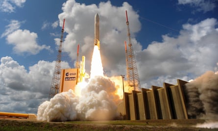Ariane Flight VA233 carrying four European Galileo navigation satellites launches November 15, 2016 in Kourou, French Guiana.