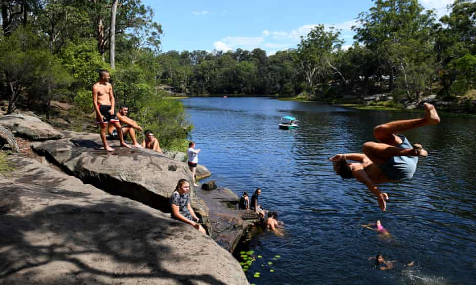 Swimmers at Lake Parramatta, Sydney