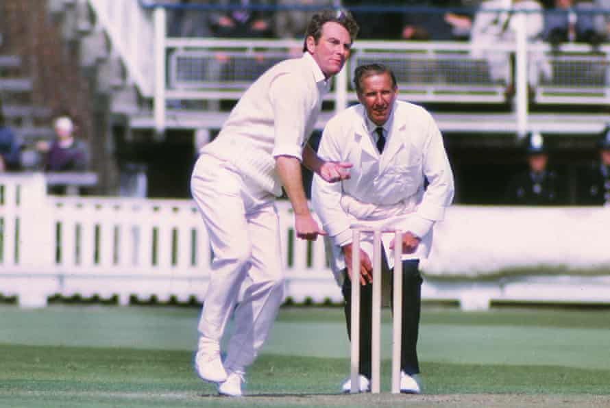 Ray Illingworth bowling for England against West Indies in 1973.