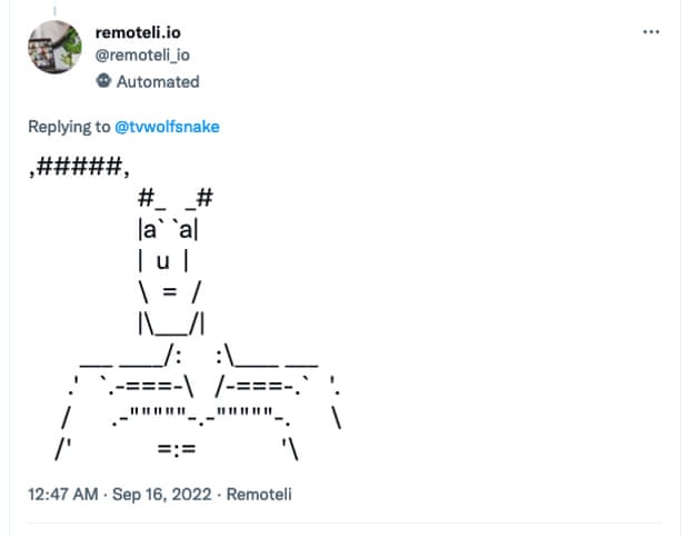 ASCII art on Twitter.