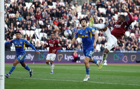 Axel Disasi of West Ham United scores his team's second goal.