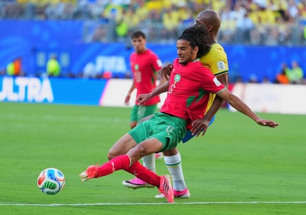 Ayyoub Bouaddi passes the ball