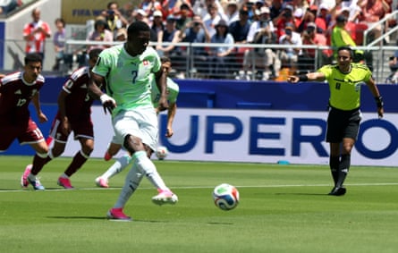 Breel Embolo scores Switzerland’s goal against Qatar in World Cup Group B.