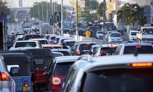 Blank traffic lights disrupt a highway in Colombo, Sri Lanka.