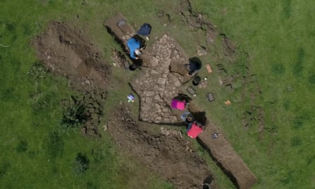 Archeologists at the site of Collyweston Palace in Northamptonshire