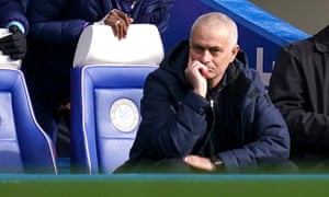 Chelsea v Tottenham Hotspur - Premier League - Stamford Bridge<br>Tottenham Hotspur manager Jose Mourinho looks on during the Premier League match at Stamford Bridge, London. PA Photo. Picture date: Saturday February 22, 2020. See PA story SOCCER Chelsea. Photo credit should read: John Walton/PA Wire.Â RESTRICTIONS: EDITORIAL USE ONLY No use with unauthorised audio, video, data, fixture lists, club/league logos or "live" services. Online in-match use limited to 120 images, no video emulation. No use in betting, games or single club/league/player publications.