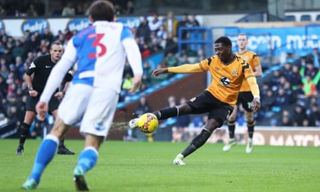 Cambridge United's Sullay Kaikai (right) scores their side's second goal of the game at Blackburn Rovers.