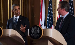 Barack Obama (left) at his press conference with David Cameron.