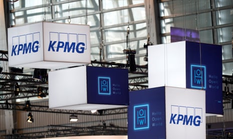 KPMG signs at an exhibition