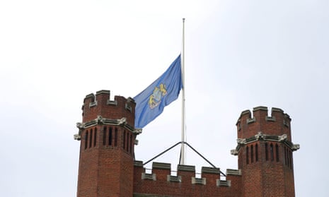 A flag is flown at half-mast at Bancroft’s, independent school in Woodford Green, east London.