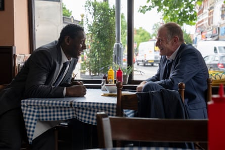 Banter over a full Engllish … Pierre (David Harewood) and Ronnie (Jason Flemyng).