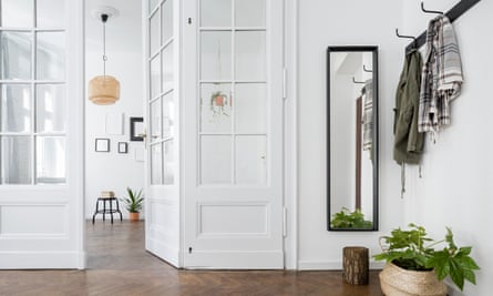 Glazed internal doors help lighten living areas.
