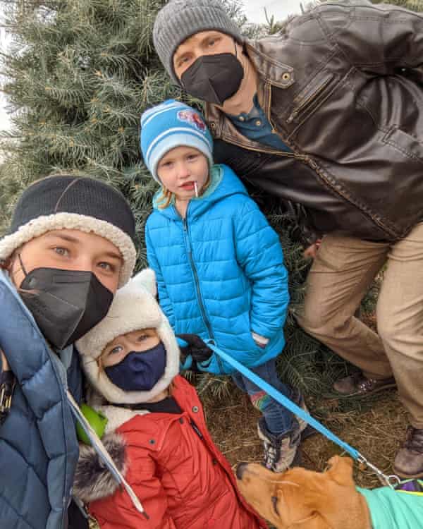 Family photograph with dog